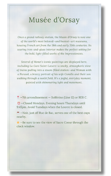 8 Places to see Monet in Paris 8 Places to see Mobile-friendly Monet guide PDF preview and Google Map showing Paris museumsMonet in Paris